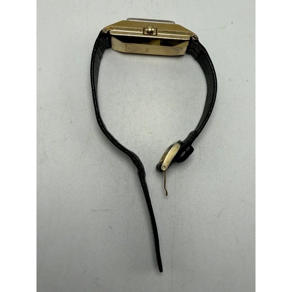 Timex Electric Ladies Tank Watch New Battery 10K Rolled Gold Plate 18MM 6.5
